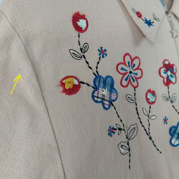 Alfred Dunner Womens Jacket 12 Embroidered Star Zipper Pockets Floral Grandma 80 - Picture 10 of 16